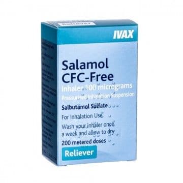 Salbutamol Inhaler packaging on a white background