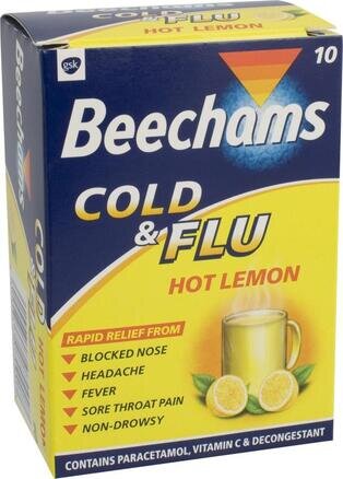 BEECHAMS cold & flu sachets hot lemon 40mg/600mg/10mg  10