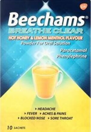 BEECHAMS cold & flu sachets hot lemon, honey & menthol 40mg/600mg/10mg  10