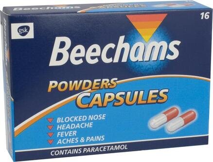 BEECHAMS powders, capsules 25mg/300mg/5mg  16