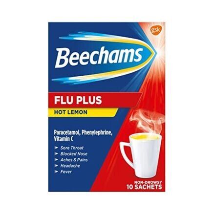 BEECHAMS FLU PLUS stick sachets hot lemon 70mg/1000mg/10mg  10
