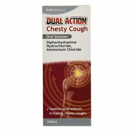 BELL'S OTC medicines cough & cold remedies dual action chesty cough liquid 130mg/5ml/14mg/5ml 200ml