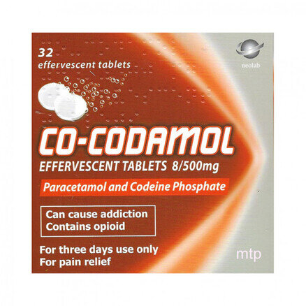 Co-codamol 8mg/500mg Effervescent Soluble- 32 tablets