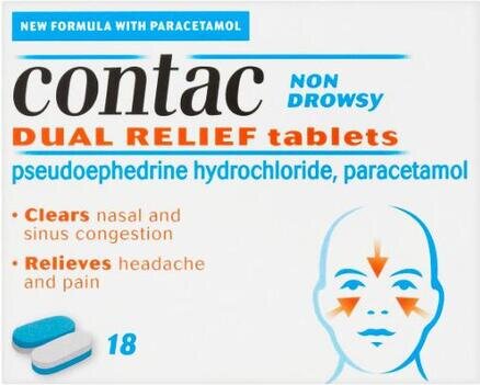 CONTAC dual relief non-drowsy tablets 500mg/30mg  18
