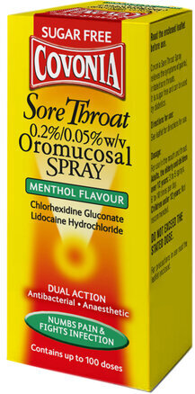 COVONIA dual action sore throat spray menthol 0.2%/0.05% 30ml