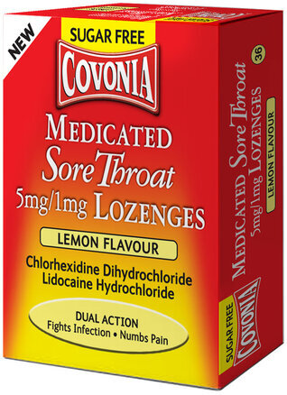 COVONIA medicated lozenges lemon 5mg/1mg  36