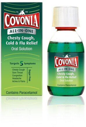 COVONIA oral liquid all-in-one chesty cough, cold & flu relief 3.0mg/200mg/1000mg/12.18mg 160ml