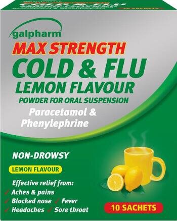 GALPHARM max strength cold & flu sachets 1000mg/12.2mg  10