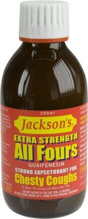 JACKSON'S expectorant extra strength all fours 100mg/5ml 200ml