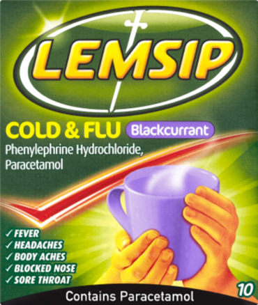 LEMSIP cold & flu sachets blackcurrant 650mg/10mg  10