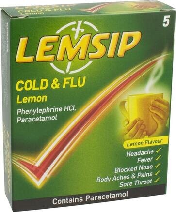 LEMSIP cold & flu sachets lemon 650mg/10mg  5