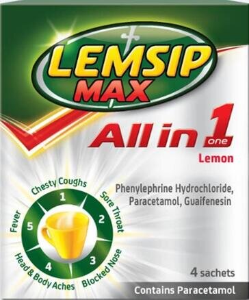 LEMSIP MAX all in one lemon sachets 200mg/1000mg/12.2mg  4