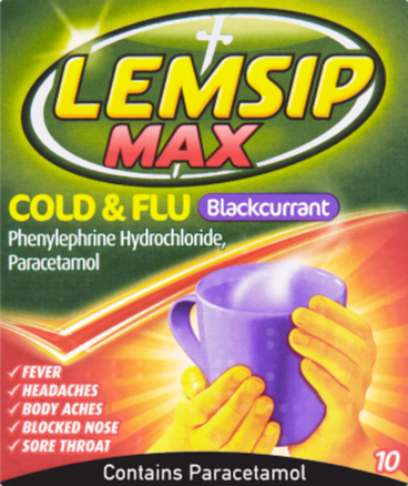 LEMSIP MAX cold & flu sachets blackcurrant 1000mg/12.2mg  10