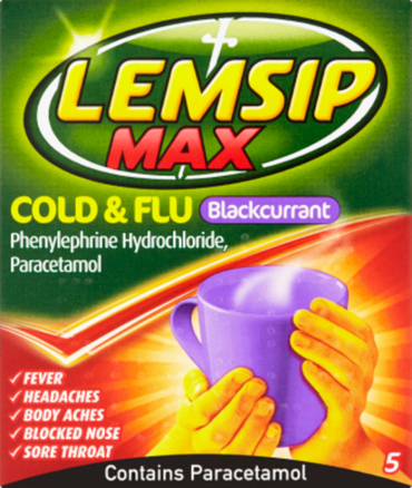 LEMSIP MAX cold & flu sachets blackcurrant 1000mg/12.2mg  5
