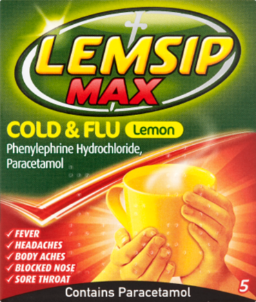 LEMSIP MAX cold & flu sachets lemon 1000mg/12.2mg  5