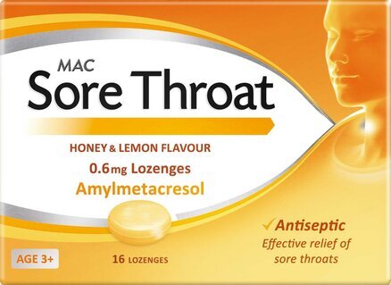 MAC sore throat lozenges honey & lemon flavour  16