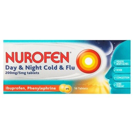 NUROFEN DAY & NIGHT COLD & FLU tablets 200mg/5mg  16