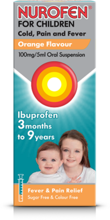 NUROFEN FOR CHILDREN COLD, PAIN & FEVER oral suspension 3 months to 9 years orange 100mg/5ml 100ml