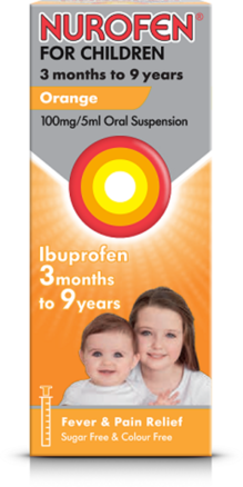NUROFEN FOR CHILDREN oral suspension 3 months to 9 years orange 100mg/5ml 100ml