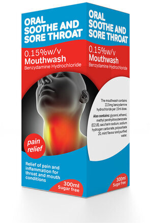 ORAL SOOTHE sore throat mouthwash 22.5mg/15ml 300ml