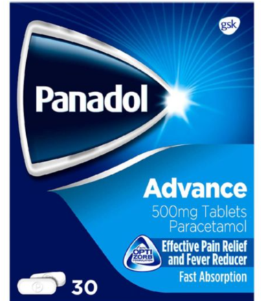 Panadol Paracetamol Tablets Pain Relief 500mg Advance 30