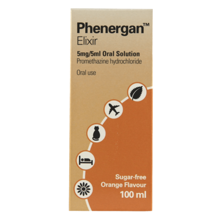 Phenergan Elixir (5mg/5ml Promethazine) Sugar Free Oral Solution - 100ml