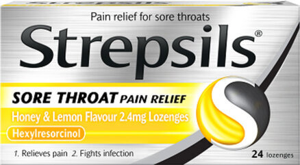 STREPSILS lozenge sore throat pain relief honey & lemon 2.4mg  24