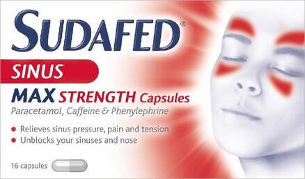 SUDAFED congestion & headache max strength capsules 25mg/500mg/6.1mg  16