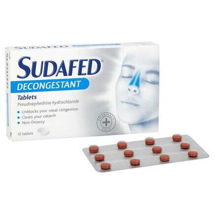 Sudafed decongestant tablets 60mg  12