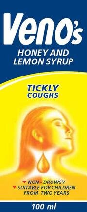 VENO'S cough mixture honey & lemon 4g/5ml/0.9ml/5ml/0.29g/5ml 100ml