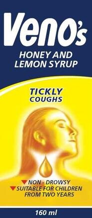VENO'S cough mixture honey & lemon 4g/5ml/0.9ml/5ml/0.29g/5ml 160ml